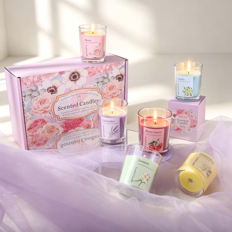 Candle Fragrance - 아로마테라피 향초 선물 세트 6가지 다른