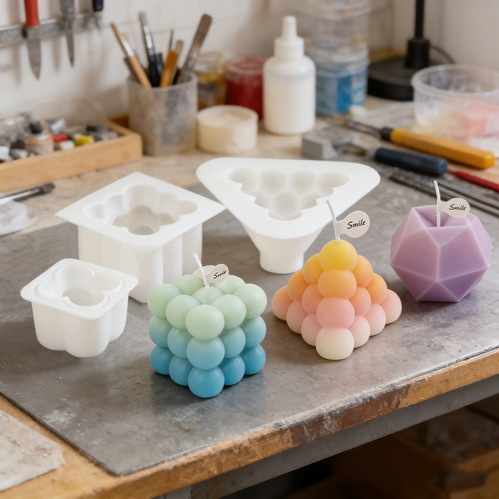 Candle Making Kit - 3D 버블 큐브 실리콘 캔들 몰드