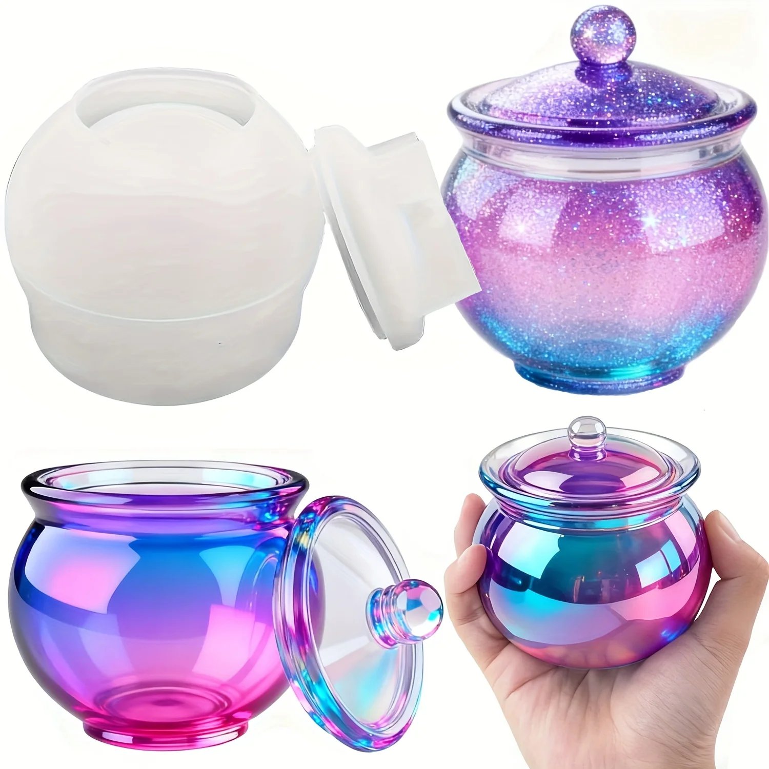 Candle Containers - 뚜껑이 있는 둥근 수지 캔 몰드