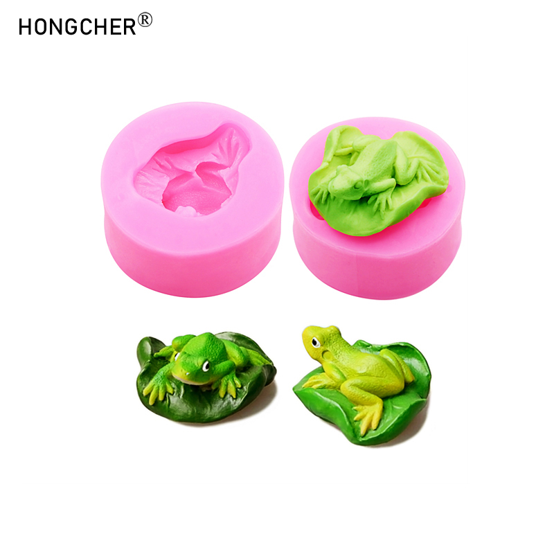 Candle Molds - 연꽃 잎 개구리 수지 마이크로 풍경