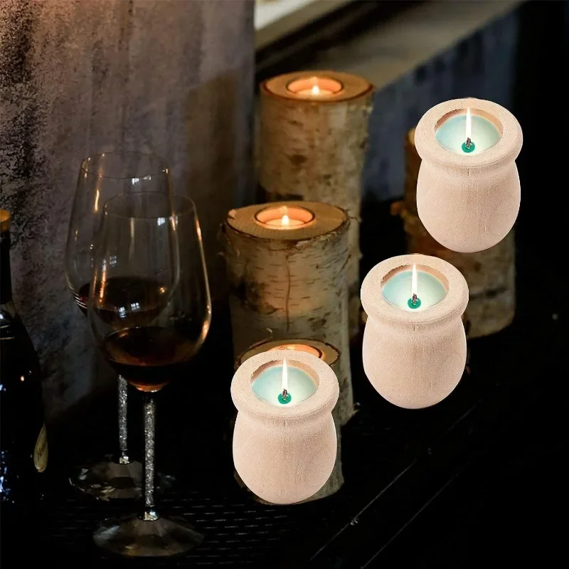 미완성 빈 나무 꽃병 꽃병 양초 컵, 수제 천연 꽃 용 - Candle Containers 리뷰 및 가격