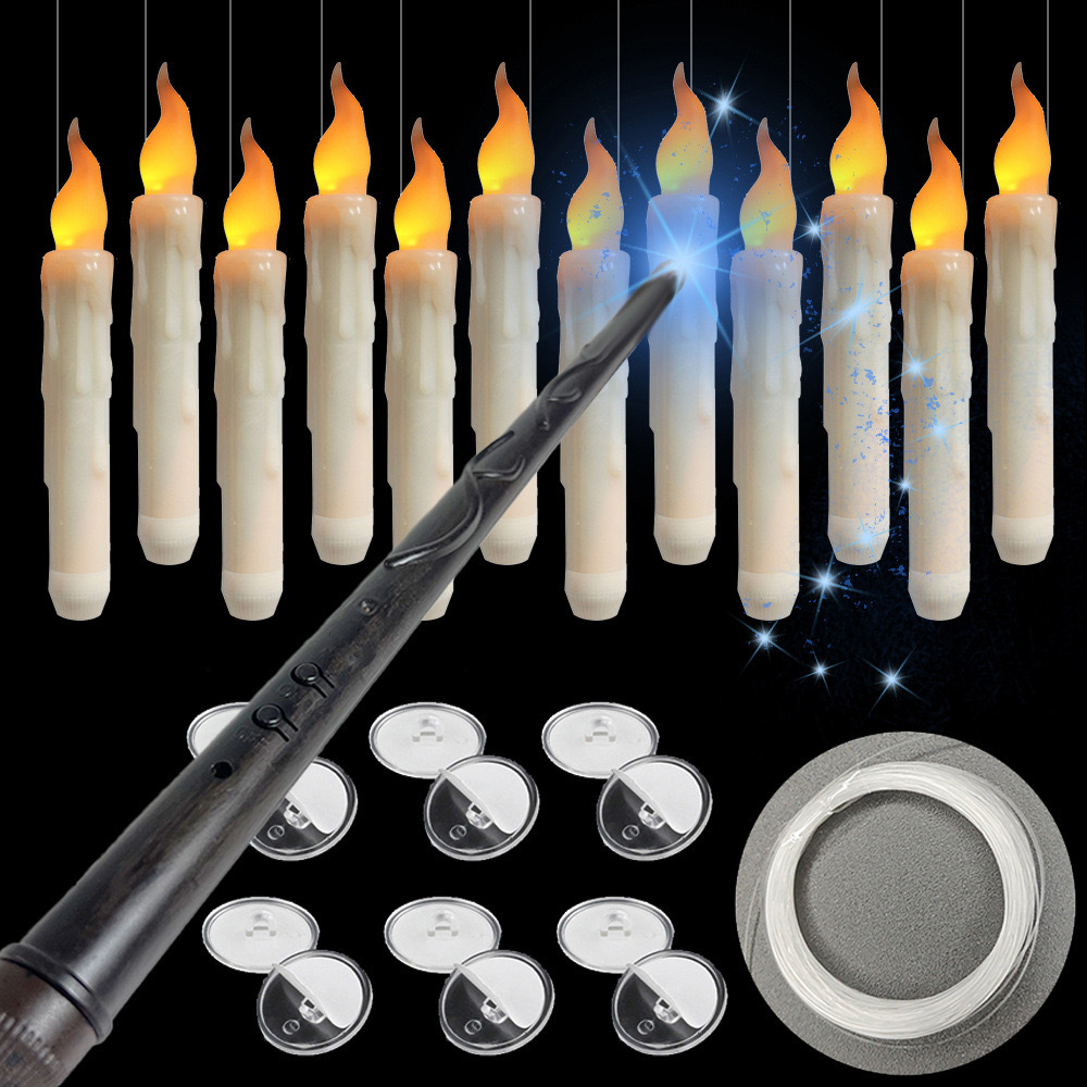 불꽃 없는 아이보리 테이퍼 양초, 마법 지팡이 리모컨으 - Candle Wick 리뷰 및 가격