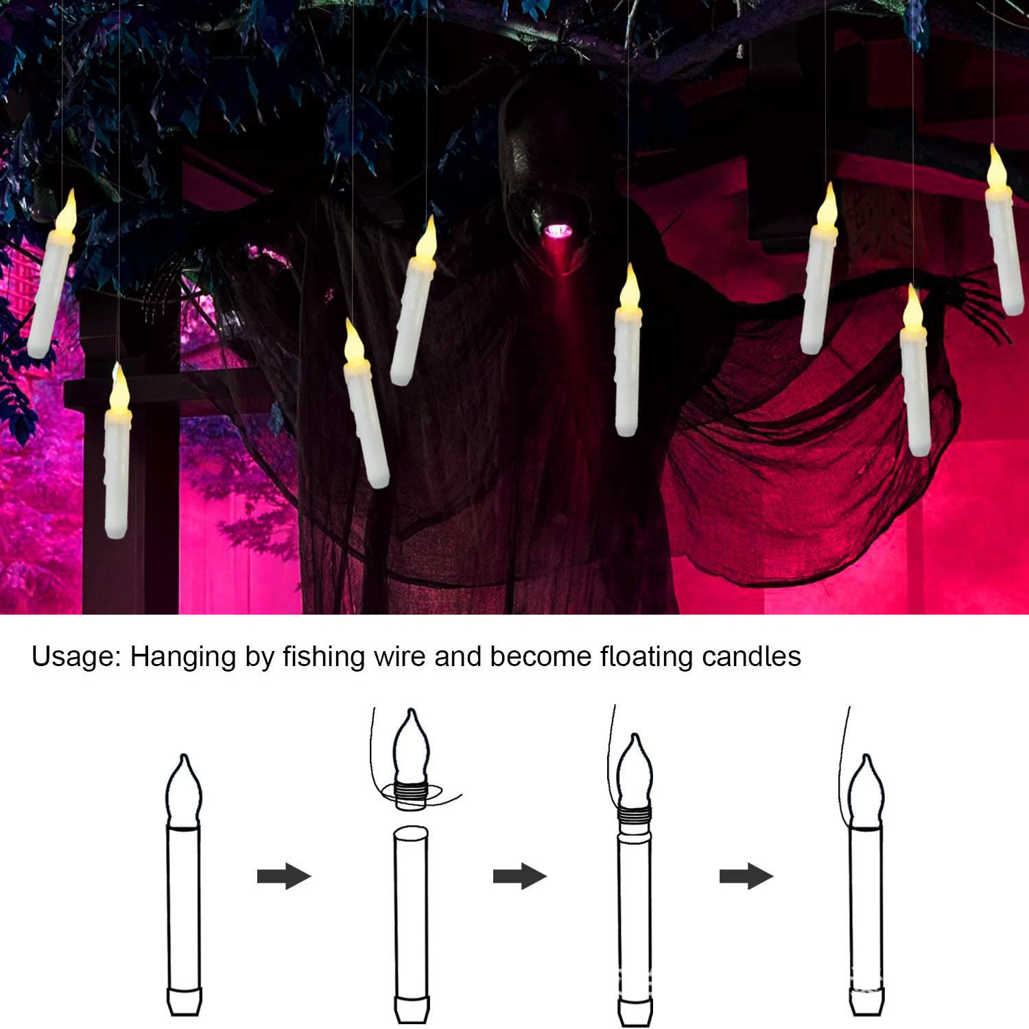 불꽃 없는 아이보리 테이퍼 양초, 마법 지팡이 리모컨으 - Candle Wick 리뷰 및 가격