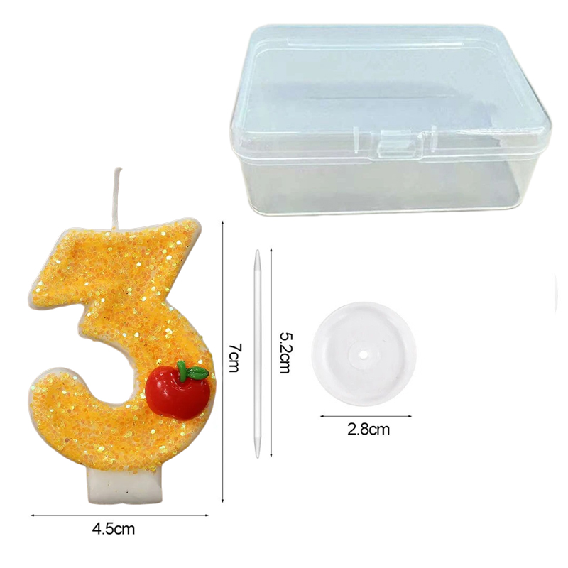 빨간 사과 모양의 신선한 노란색 디지털 생일 양초 -  - Paraffin Wax 리뷰 및 가격
