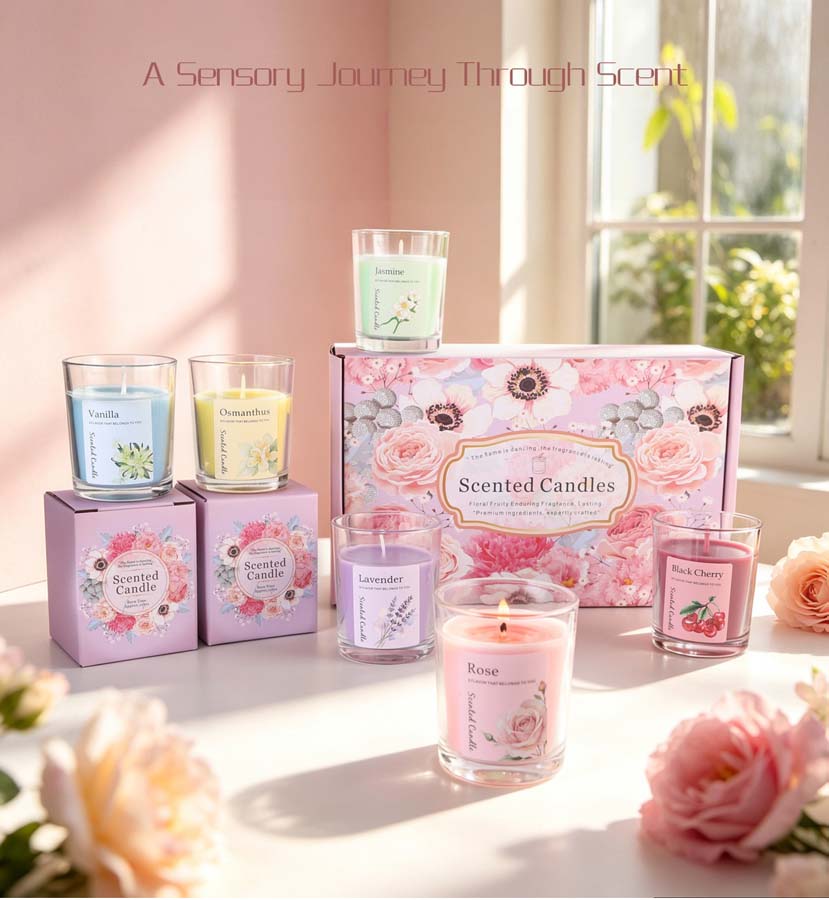 아로마테라피 향초 선물 세트 6가지 다른 향의 유리병  - Candle Fragrance 리뷰 및 가격