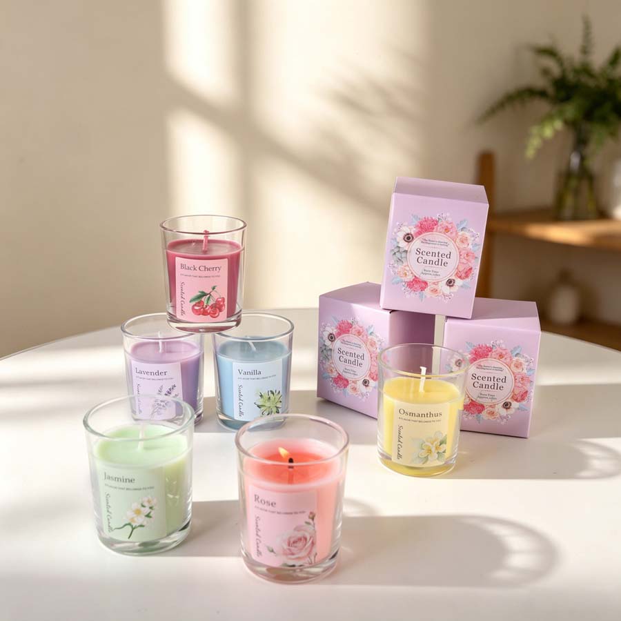 아로마테라피 향초 선물 세트 6가지 다른 향의 유리병  - Candle Fragrance 리뷰 및 가격